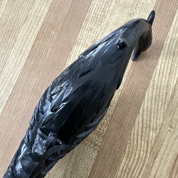 Black Peacock Peahen Bird Tall Vintage USA Hollywood Regency - Picture 12 of 16